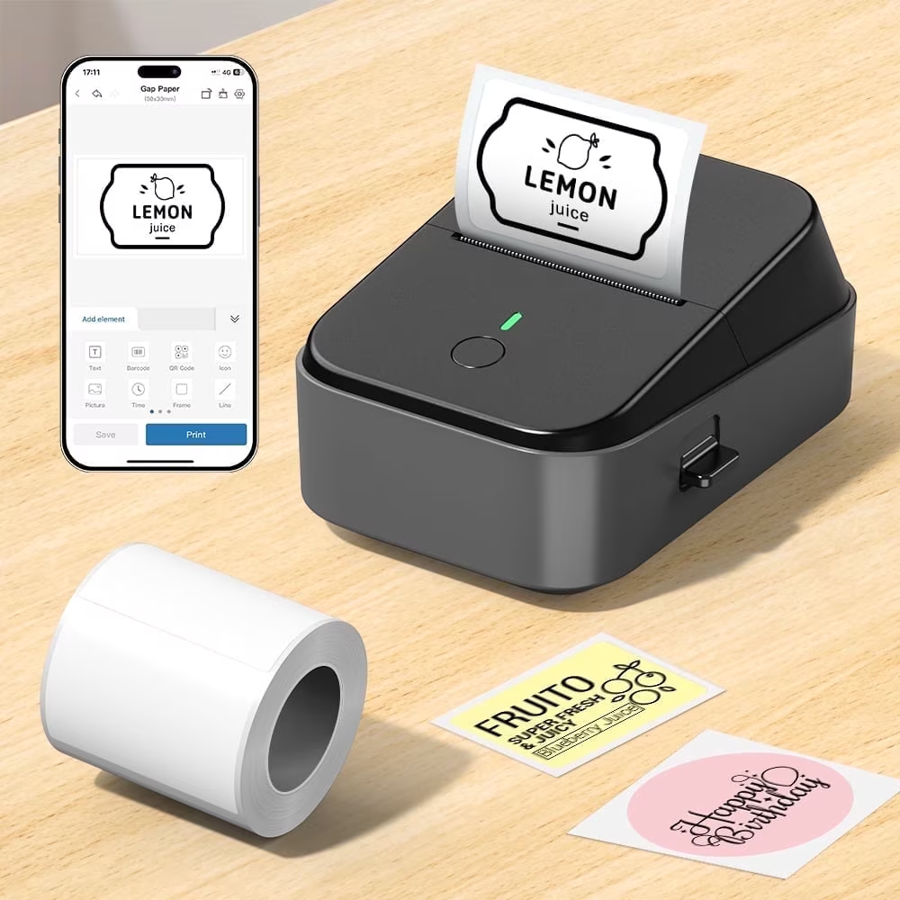 PM260B Portable Wireless Label Printer | Comes with Label Tape, Inkless,Stick & Go Suitable for Home, Kitchen, School, Office Organization