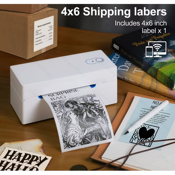 PL70EB Portable Desktop Wireless Label Printer,Suitable for Home,Office ,express printing,Ink or Toner-free, Supports Android, iPhone,Windows Systems, includes Printing Paper